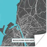 PosterMonkey Poster Boulogne-sur-Mer - Frankrijk - Plattegrond - Stadskaart - Kaart - 30x30 cm