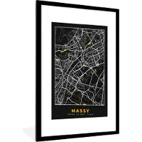 PosterMonkey Fotolijst incl. Poster - Massy - Plattegrond - Frankrijk - Kaart - Stadskaart - 60x90 cm - Posterlijst