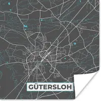 PosterMonkey Poster Stadskaart – Kaart – Gütersloh – Blauw – Duitsland – Plattegrond - 30x30 cm