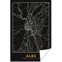 PosterMonkey Poster Alès - Stadkaart - Plattegrond - Kaart - Frankrijk - 120x180 cm XXL - Stadskaart