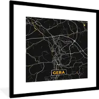 PosterMonkey Fotolijst incl. Poster - Gera - Stadskaart - Goud - Plattegrond - Kaart - Duitsland - 40x40 cm - Posterlijst