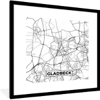PosterMonkey Fotolijst incl. Poster - Gladbeck - Plattegrond - Kaart - Stadskaart - 40x40 cm - Posterlijst