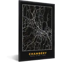 PosterMonkey Fotolijst incl. Poster - Stadskaart – Frankrijk – Kaart – Chambéry – Plattegrond - 40x60 cm - Posterlijst