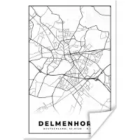 PosterMonkey Poster Plattegrond - Kaart - Delmenhorst - Stadskaart - 120x180 cm XXL