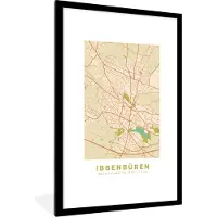 PosterMonkey Fotolijst incl. Poster - Ibbenbüren - Stadskaart - Plattegrond - Vintage - Kaart - 80x120 cm - Posterlijst