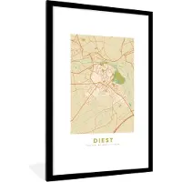 PosterMonkey Fotolijst incl. Poster - België - Diest - Plattegrond - Stadskaart - Kaart - 80x120 cm - Posterlijst