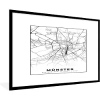 PosterMonkey Fotolijst incl. Poster - Münster - Stadskaart - Plattegrond - Kaart - 90x60 cm - Posterlijst