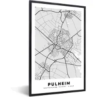 PosterMonkey Fotolijst incl. Poster - Pulheim - Stadskaart - Plattegrond - Duitsland - Kaart - 20x30 cm - Posterlijst