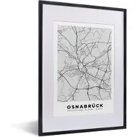 PosterMonkey Fotolijst incl. Poster - Osnabrück - Kaart - Stadskaart - Plattegrond - Duitsland - 30x40 cm - Posterlijst