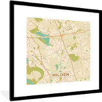 PosterMonkey Fotolijst incl. Poster - Hilden - Plattegrond - vintage - Kaart - Stadskaart - 40x40 cm - Posterlijst