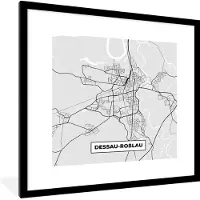 PosterMonkey Fotolijst incl. Poster - Duitsland - Plattegrond - Kaart - Dessau-Roẞlau - Stadskaart - 40x40 cm - Posterlijst