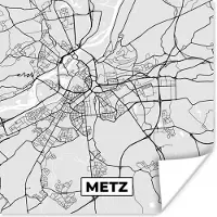 PosterMonkey Poster Plattegrond - Metz - Stadskaart - Kaart - Frankrijk - 75x75 cm
