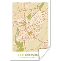 PosterMonkey Poster Kaart - Vintage - Stadskaart - Bad Kreuznach - Plattegrond - 20x30 cm