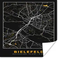 PosterMonkey Poster Bielefeld - Kaart - Plattegrond - Stadskaart - Goud - Duitsland - 30x30 cm