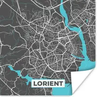 PosterMonkey Poster Lorient - Frankrijk - Kaart - Plattegrond - Stadskaart - 30x30 cm