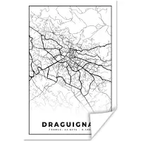 PosterMonkey Poster Plattegrond - Draguignan - Kaart - Frankrijk - Stadskaart - Zwart wit - 40x60 cm