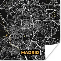 PosterMonkey Poster Madrid - Goud - Stadskaart - Plattegrond - Kaart - 75x75 cm