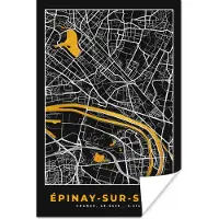PosterMonkey Poster Plattegrond – Kaart – Stadskaart – Frankrijk – Épinay-sur-Seine - 80x120 cm