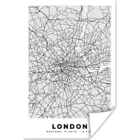 PosterMonkey Poster Londen - Stadskaart - Plattegrond - Zwart Wit - Kaart - 40x60 cm