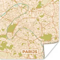 PosterMonkey Poster Parijs - Stadskaart - Vintage - Plattegrond - Kaart - 75x75 cm