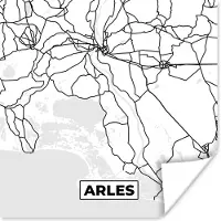 PosterMonkey Poster Stadskaart – Frankrijk – Arles - Kaart – Plattegrond - Zwart wit - 100x100 cm XXL