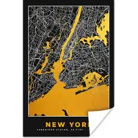 PosterMonkey Poster New York - Stadskaart - Goud - Kaart - Plattegrond - 20x30 cm