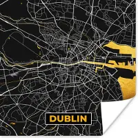 PosterMonkey Poster Goud - Plattegrond - Dublin - Stadskaart - Kaart - 30x30 cm