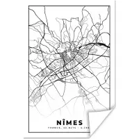 PosterMonkey Poster Plattegrond - Nîmes - Kaart - Frankrijk - Stadskaart - Zwart wit - 120x180 cm XXL