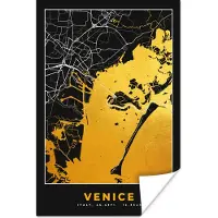 PosterMonkey Poster Kaart - Venetië - Goud - Plattegrond - Stadskaart - 60x90 cm