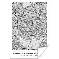 PosterMonkey Poster Frankrijk - Plattegrond - Kaart - Saint-Maur-des-Fossés - Stadskaart - 80x120 cm