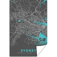 PosterMonkey Poster Sydney - Stadskaart - Plattegrond - Blauw - Kaart - 80x120 cm