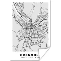 PosterMonkey Poster Frankrijk - Plattegrond - Kaart - Grenoble - Stadskaart - 40x60 cm