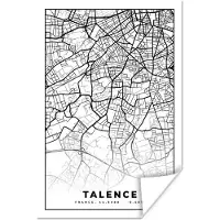 PosterMonkey Poster Talence - Kaart - Plattegrond - Frankrijk - Stadskaart - Zwart wit - 40x60 cm