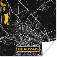 PosterMonkey Poster Frankrijk – Plattegrond – Kaart – Beauvais – Stadskaart - 100x100 cm XXL
