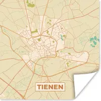 PosterMonkey Poster Kaart - Tienen - Plattegrond - Stadskaart - 100x100 cm XXL