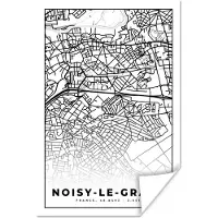 PosterMonkey Poster Stadskaart - Plattegrond - Kaart - Noisy-le-Grand - Frankrijk - Zwart wit - 20x30 cm