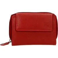 Double D Double-D - dames portemonnee - leer - rood - 13x9x3,5 cm