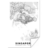 PosterMonkey Poster Singapore - Plattegrond - Stadskaart - Zwart Wit - Kaart - 120x180 cm XXL