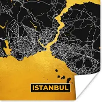 PosterMonkey Poster Istanboel - Goud - Stadskaart - Plattegrond - Kaart - 100x100 cm XXL