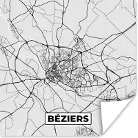 PosterMonkey Poster Béziers - Plattegrond - Frankrijk - Kaart - Stadskaart - 100x100 cm XXL