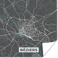 PosterMonkey Poster Béziers – Plattegrond – Frankrijk – Kaart – Stadskaart - 75x75 cm