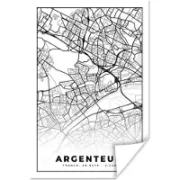 PosterMonkey Poster Stadskaart - Plattegrond - Argenteuil - Kaart - Frankrijk - Zwart wit - 120x180 cm XXL