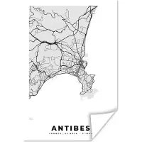 PosterMonkey Poster Frankrijk - Plattegrond - Kaart - Antibes - Stadskaart - 60x90 cm