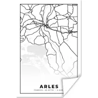 PosterMonkey Poster Frankrijk – Plattegrond – Stadskaart – Arles - Kaart - Zwart wit - 20x30 cm