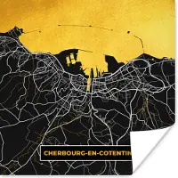 PosterMonkey Poster Plattegrond – Kaart – Stadskaart – Frankrijk – Cherbourg-en-Cotentin - 75x75 cm
