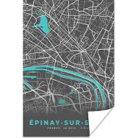 PosterMonkey Poster Frankrijk – Épinay-sur-Seine – Stadskaart – Plattegrond – Kaart - 20x30 cm