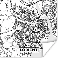 PosterMonkey Poster Frankrijk - Plattegrond - Stadskaart - Lorient - Kaart - Zwart wit - 30x30 cm