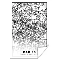 PosterMonkey Poster Parijs - Stadskaart - Zwart Wit - Plattegrond - Kaart - 60x90 cm