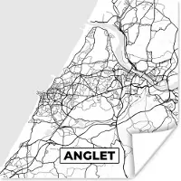 PosterMonkey Poster Anglet - Kaart – Stadskaart – Frankrijk – Plattegrond - Zwart wit - 30x30 cm