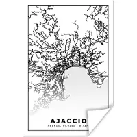 PosterMonkey Poster Kaart - Stadskaart - Ajaccio - Frankrijk - Plattegrond - Zwart wit - 40x60 cm